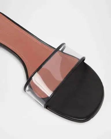 Amina Muaddi 45mm Andreea PVC and Leather Slide Sandals | Thumbnail 3