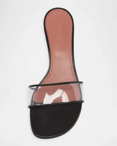 Amina Muaddi 45mm Andreea PVC and Leather Slide Sandals | Thumbnail 4