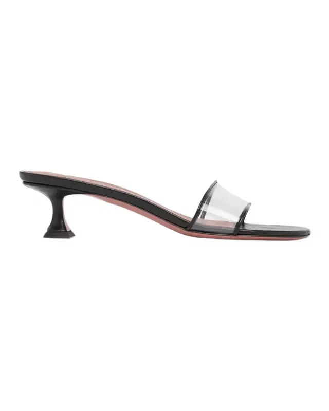 Amina Muaddi 45mm Andreea PVC and Leather Slide Sandals