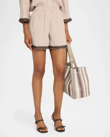 Brunello Cucinelli Paillette Embroidered Linen Bermuda Shorts | Thumbnail 4 Brunello Cucinelli Paillette Embroidered Linen Bermuda Shorts | Thumbnail 4