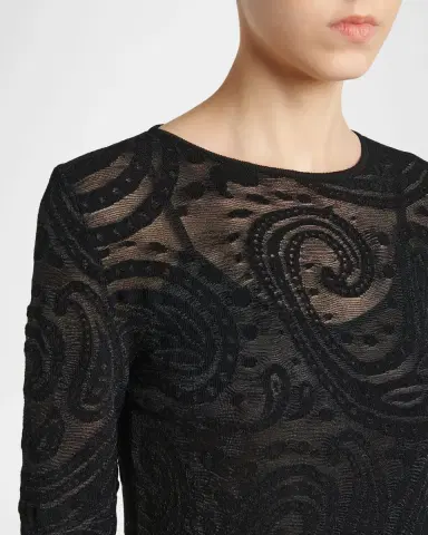 Etro Sheer Paisley Knit Long-Sleeve Midi Dress | Thumbnail 5 Etro Sheer Paisley Knit Long-Sleeve Midi Dress | Thumbnail 5
