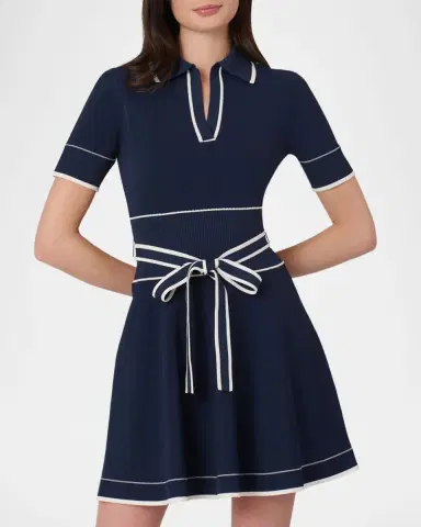 Shoshanna Maren Contrast-Trim Rib Knit Mini Dress | Thumbnail 3