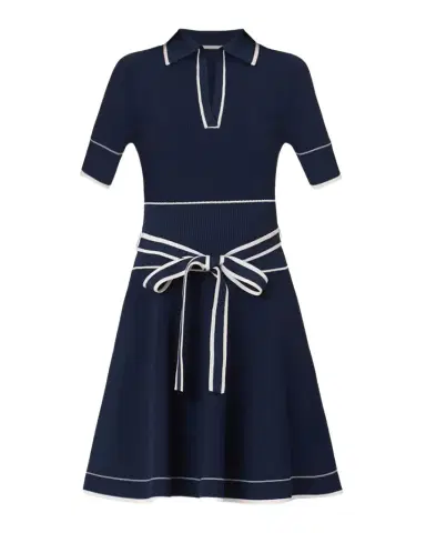 Shoshanna Maren Contrast-Trim Rib Knit Mini Dress | Thumbnail 1