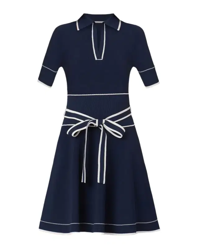Shoshanna Maren Contrast-Trim Rib Knit Mini Dress