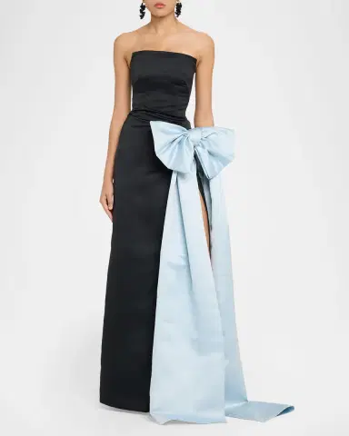 Atelier Prabal Gurung Strapless Satin Bow Column Gown | Thumbnail 2