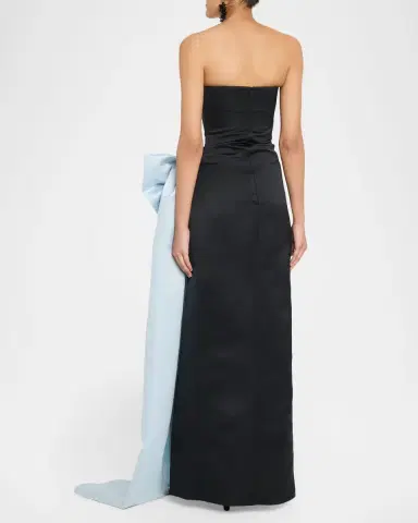 Atelier Prabal Gurung Strapless Satin Bow Column Gown | Thumbnail 3