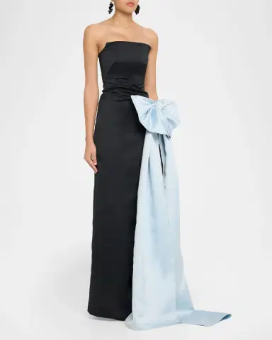 Atelier Prabal Gurung Strapless Satin Bow Column Gown | Thumbnail 4