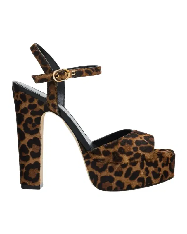 Stuart Weitzman 130mm Reade Leopard-Printed Calf Hair Platform Sandals