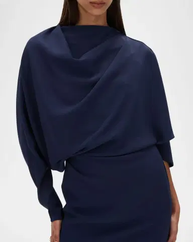 Rachel Gilbert Amaris Long-Sleeve Capelet Column Gown | Thumbnail 5