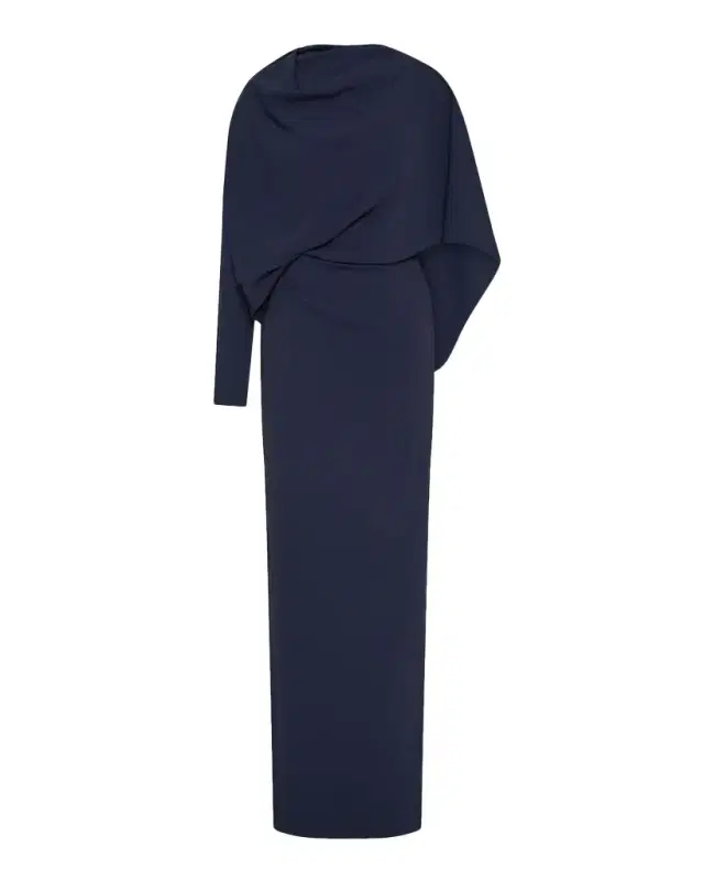 Rachel Gilbert Amaris Long-Sleeve Capelet Column Gown
