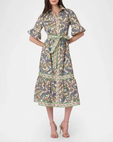 Shoshanna Alix Flounce Paisley-Print Midi Dress | Thumbnail 2