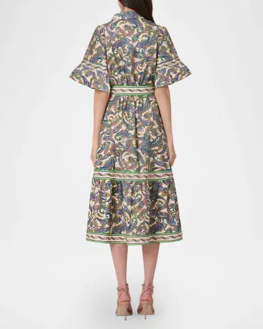 Shoshanna Alix Flounce Paisley-Print Midi Dress | Thumbnail 3