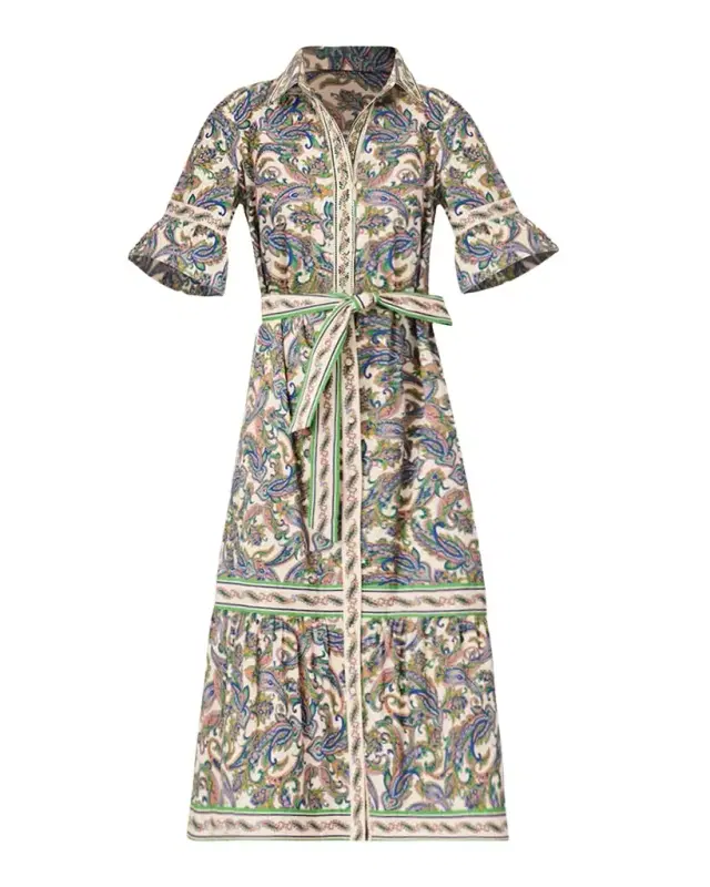 Shoshanna Alix Flounce Paisley-Print Midi Dress
