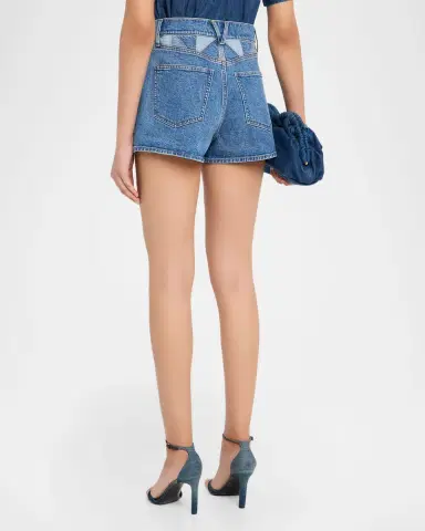 Veronica Beard Elijah Geometric Quilt Denim Shorts | Thumbnail 3