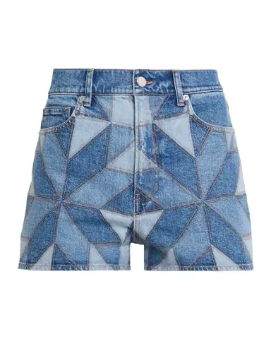 Veronica Beard Elijah Geometric Quilt Denim Shorts | Thumbnail 1