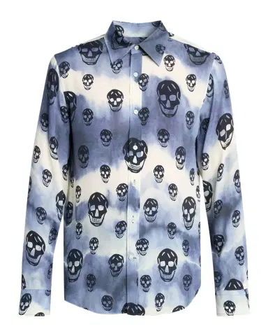 Alexander McQueen Men's Viscose Tie-Dye Skull Sport Shirt | Thumbnail 1