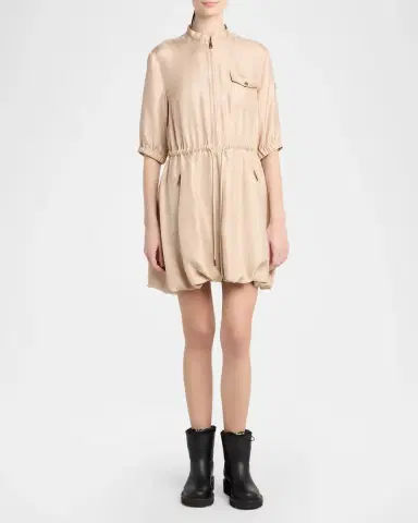 Moncler Silk Twill Mini Shirtdress | Thumbnail 2 Moncler Silk Twill Mini Shirtdress | Thumbnail 2