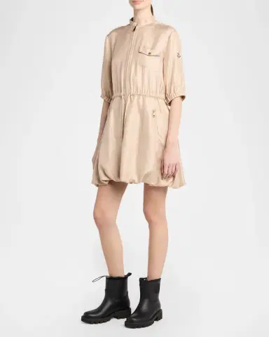 Moncler Silk Twill Mini Shirtdress | Thumbnail 4 Moncler Silk Twill Mini Shirtdress | Thumbnail 4