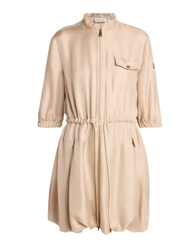 Moncler Silk Twill Mini Shirtdress
