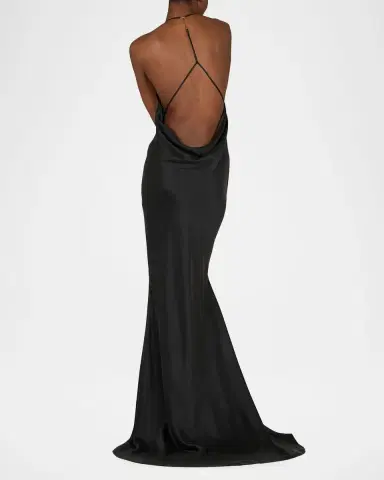 Tom Ford Peach-Feel Silk Backless Trumpet Silhouette | Thumbnail 3 Tom Ford Peach-Feel Silk Backless Trumpet Silhouette | Thumbnail 3