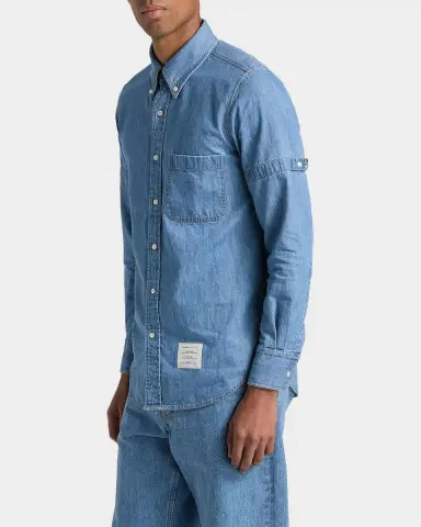 Thom Browne Men's Chambray Nametag Button-Down Shirt | Thumbnail 7