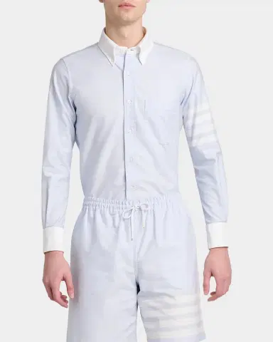 Thom Browne Men's Engineered 4-Bar Straight-Fit Oxford Shirt | Thumbnail 4 Thom Browne Men's Engineered 4-Bar Straight-Fit Oxford Shirt | Thumbnail 4