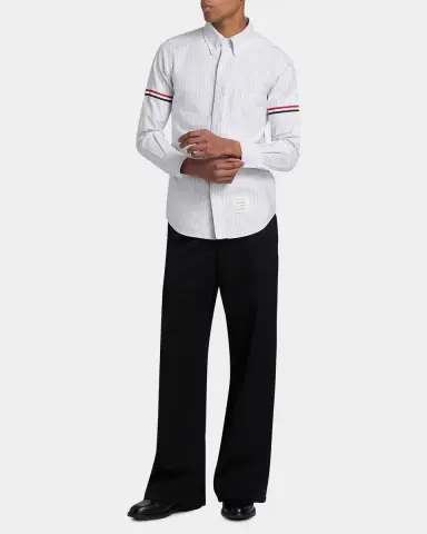 Thom Browne Men's Cotton Grosgrain-Stripe Straight Fit Sport Shirt | Thumbnail 2