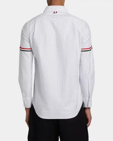 Thom Browne Men's Cotton Grosgrain-Stripe Straight Fit Sport Shirt | Thumbnail 3