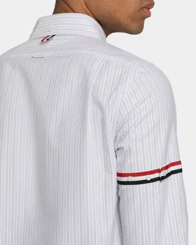 Thom Browne Men's Cotton Grosgrain-Stripe Straight Fit Sport Shirt | Thumbnail 5