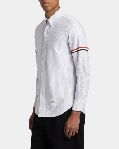 Thom Browne Men's Cotton Grosgrain-Stripe Straight Fit Sport Shirt | Thumbnail 7