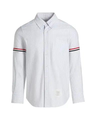Thom Browne Men's Cotton Grosgrain-Stripe Straight Fit Sport Shirt | Thumbnail 1