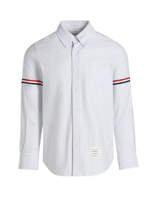 Thom Browne Men 's Cotton Grosgrain-Stripe Straight Fit Sport Shirt