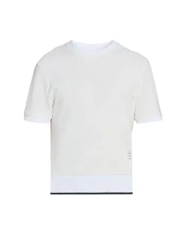 Thom Browne Men's Lightweight Waffle-Knit Cotton T-Shirt | Thumbnail 1 Thom Browne Men's Lightweight Waffle-Knit Cotton T-Shirt | Thumbnail 1
