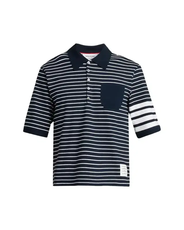 Thom Browne Men 's Engineered 4-Bar High-Twist Jersey Polo Shirt
