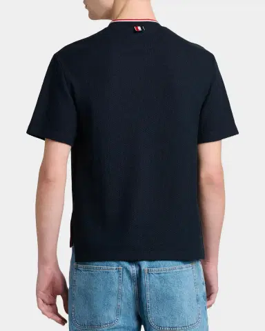 Thom Browne Men's RWB Tipped Crewneck Cotton-Linen T-Shirt | Thumbnail 3 Thom Browne Men's RWB Tipped Crewneck Cotton-Linen T-Shirt | Thumbnail 3