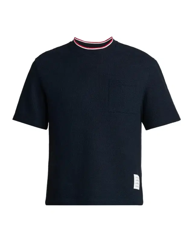 Thom Browne Men 's RWB Tipped Crewneck Cotton-Linen T-Shirt