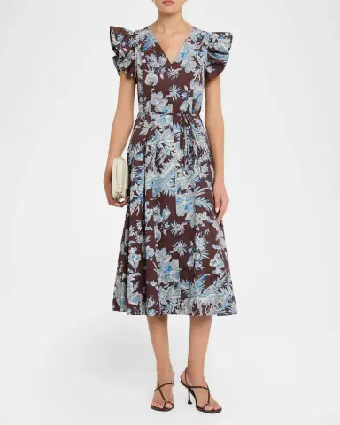 Elie Tahari The Eloise Floral Cotton Midi Dress | Thumbnail 2