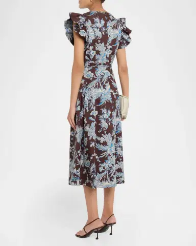 Elie Tahari The Eloise Floral Cotton Midi Dress | Thumbnail 3