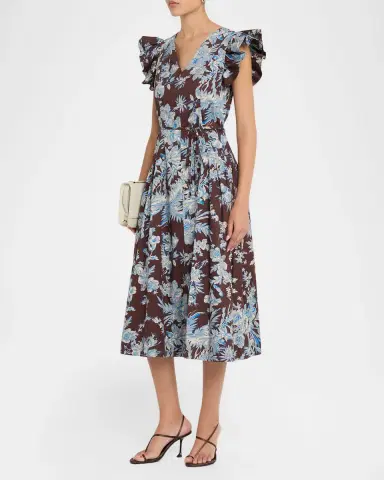 Elie Tahari The Eloise Floral Cotton Midi Dress | Thumbnail 4