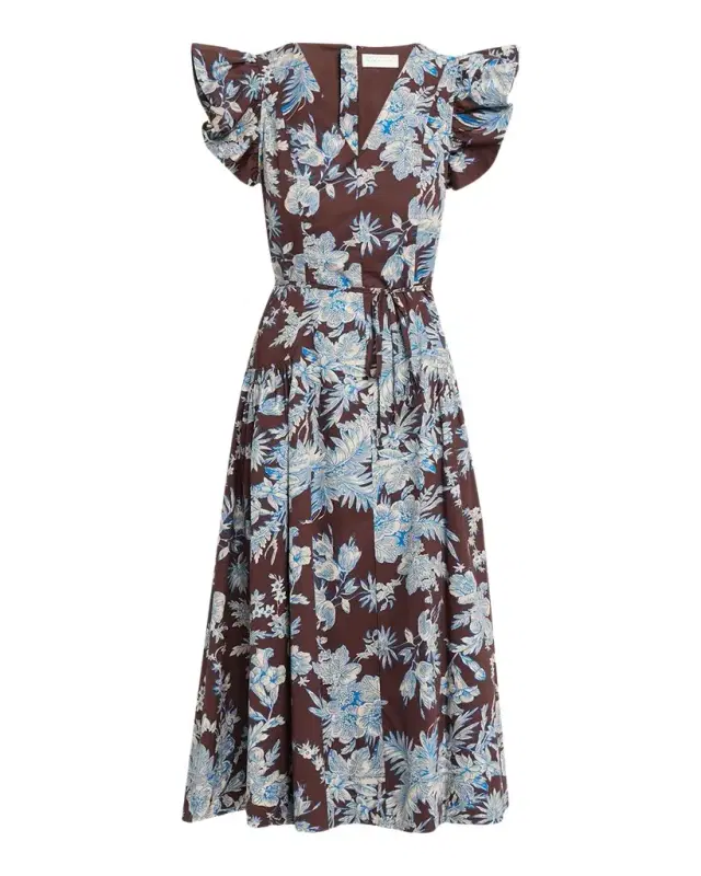 Elie Tahari The Eloise Floral Cotton Midi Dress