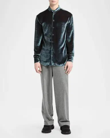 Giorgio Armani Men's Stretch Wool-Cashmere Straight-Leg Trousers | Thumbnail 2