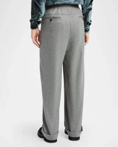 Giorgio Armani Men's Stretch Wool-Cashmere Straight-Leg Trousers | Thumbnail 3