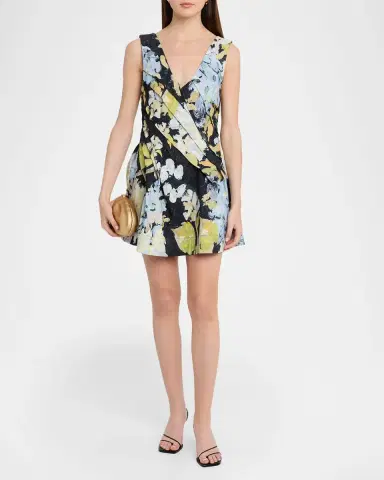 Acler Benier Pleated Floral Mini Dress | Thumbnail 2