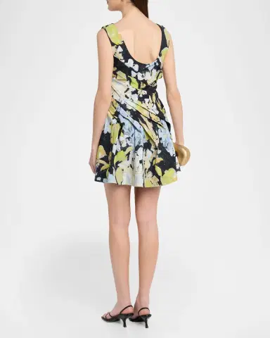 Acler Benier Pleated Floral Mini Dress | Thumbnail 3