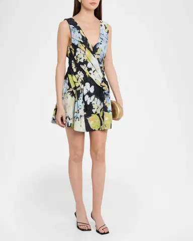 Acler Benier Pleated Floral Mini Dress | Thumbnail 4
