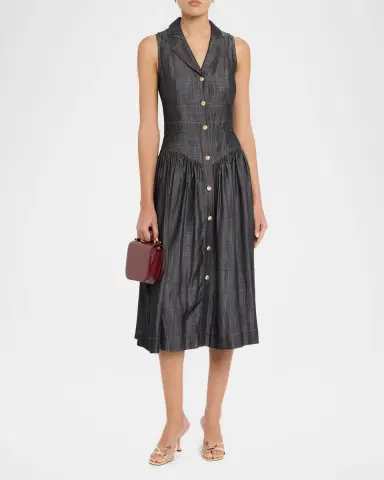 Elie Tahari July The Madison Denim Midi Dress | Thumbnail 2