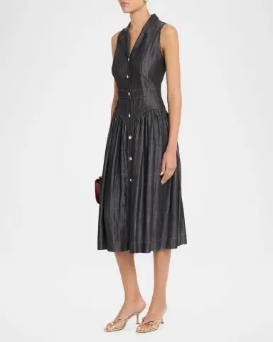 Elie Tahari July The Madison Denim Midi Dress | Thumbnail 4