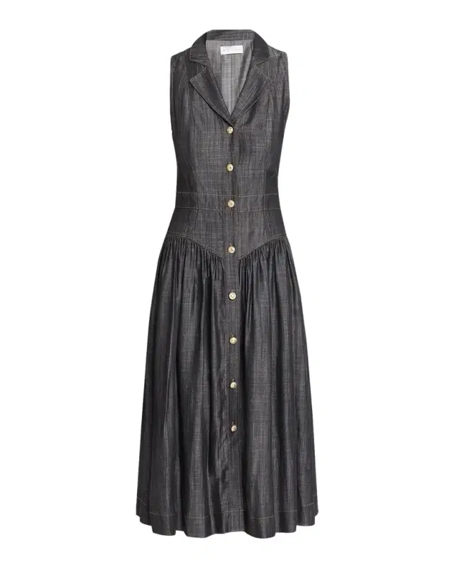 Elie Tahari July The Madison Denim Midi Dress