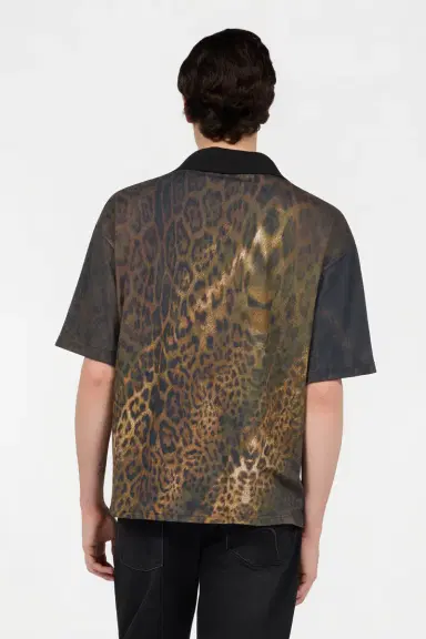 Roberto Cavalli Jaguar Print Polo Shirt | Thumbnail 3 Roberto Cavalli Jaguar Print Polo Shirt | Thumbnail 3