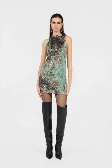 Roberto Cavalli Kimono Print Sequined Mini Dress | Thumbnail 2 Roberto Cavalli Kimono Print Sequined Mini Dress | Thumbnail 2